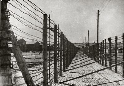 A view of the fences that enclosed Majdanek. After Jul 24, 1944.
