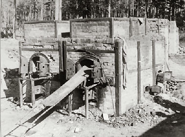 View of two ovens of the crematorium at the Stutthof concentration camp after the liberation.